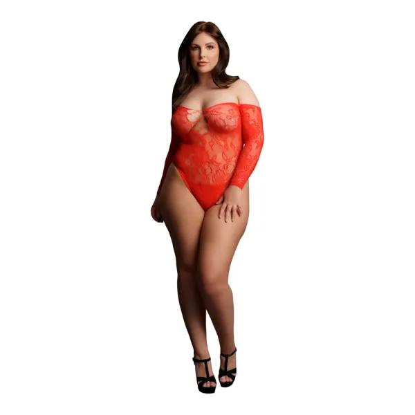 Body sexy rosso cavallo aperto Queen Size