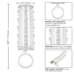 Guaina con anello pene e rilievi stimolanti Guaina con anello pene e rilievi stimolanti