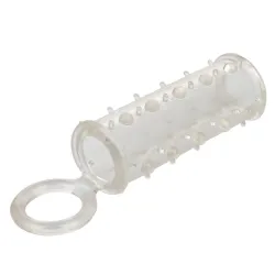 Guaina con anello pene e rilievi stimolanti Guaina con anello pene e rilievi stimolanti