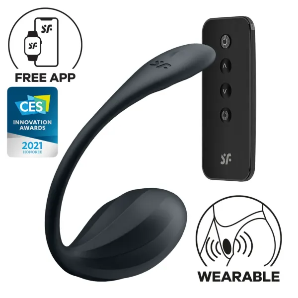 Vibratore indossabile Ribbed Petal nero