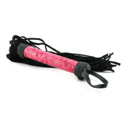Frusta flogger in pelle nera rosa 50 cm Frusta flogger in pelle nera rosa 50 cm