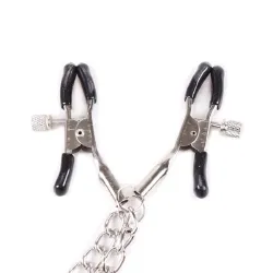 Ring gag con pinze per capezzoli nero Ring gag con pinze per capezzoli nero