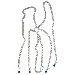 Set collare pinze capezzoli e vagina metallo Set collare pinze capezzoli e vagina metallo