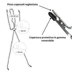 Set collare pinze capezzoli e vagina metallo Set collare pinze capezzoli e vagina metallo