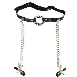 Ring gag con pinze capezzoli Ring gag con pinze capezzoli