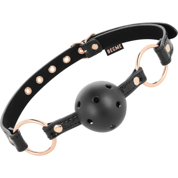Ball gag traspirante nero dorato Begme