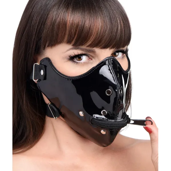 Maschera sadomaso con zip lektor nera