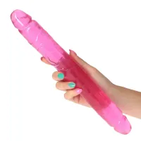 Dildo doppio Axe fucsia 33 cm