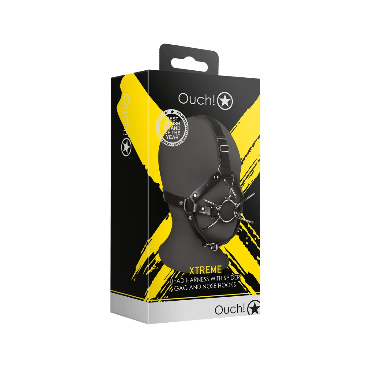 Imbracatura viso BDSM con Spider Gag nera
