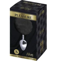 Plug anale metallo con pompon Fluffy S nero Plug anale metallo con pompon Fluffy S nero