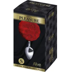 Plug anale metallo con pompon Fluffy S rosso Plug anale metallo con pompon Fluffy S rosso