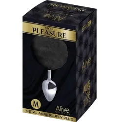 Plug anale metallo con pompon Fluffy M nero Plug anale metallo con pompon Fluffy M nero