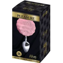 Plug anale metallo con pompon Fluffy M rosa Plug anale metallo con pompon Fluffy M rosa