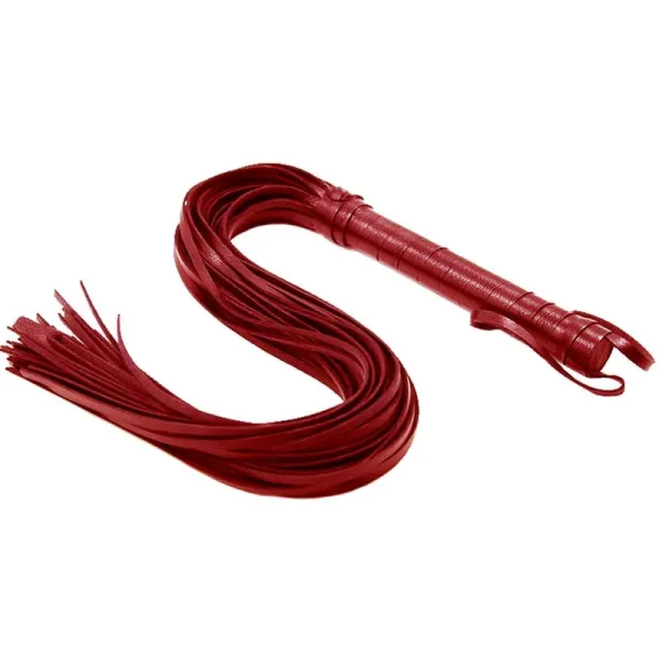 Frusta bondage Flogger Long Leather rossa