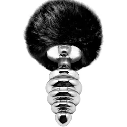 Butt Plug metallo pompon nero Fluffy Twist S Butt Plug metallo pompon nero Fluffy Twist S