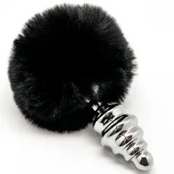 Butt Plug metallo pompon nero Fluffy Twist S Butt Plug metallo pompon nero Fluffy Twist S