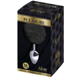 Butt Plug metallo pompon nero Fluffy Twist M Butt Plug metallo pompon nero Fluffy Twist M