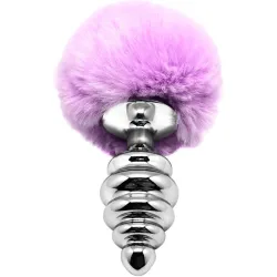 Butt Plug metallo pompon viola Fluffy Twist L Butt Plug metallo pompon viola Fluffy Twist L