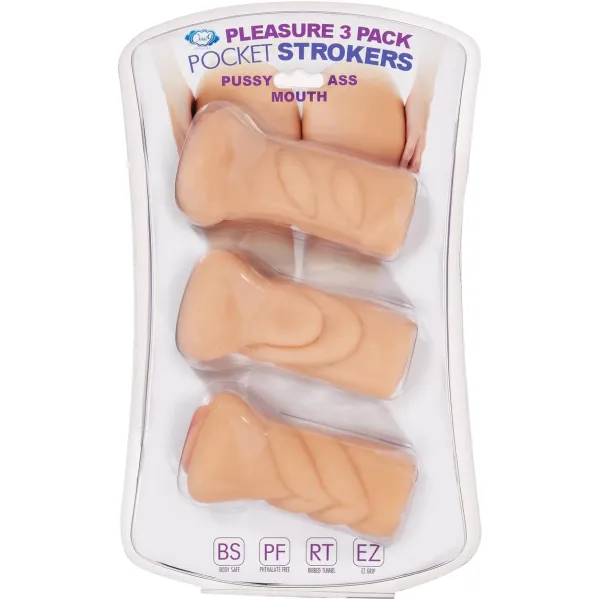 Kit 3 Masturbatori maschili pelle chiara
