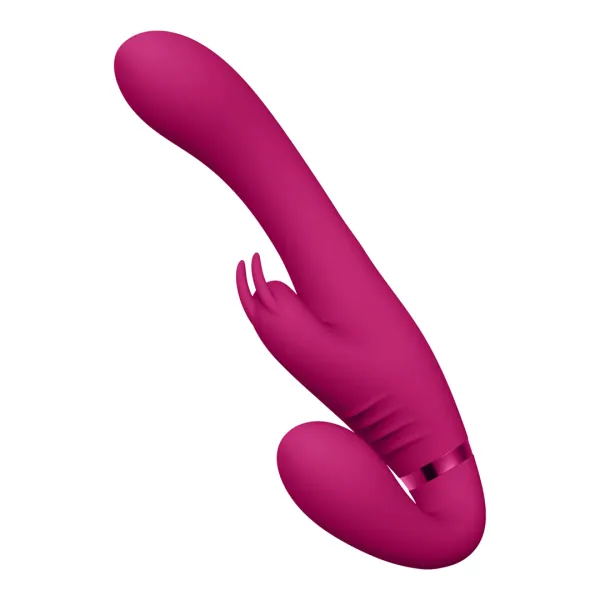 Vibratore rabbit strapon indossabile fucsia