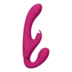 Vibratore rabbit strapon indossabile fucsia Vibratore rabbit strapon indossabile fucsia