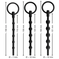 Set 3 Sonde dilatatori di Uretra nere Set 3 Sonde dilatatori di Uretra nere
