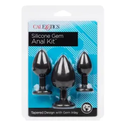 Kit 3 Plug Anali neri in silicone con pietra Kit 3 Plug Anali neri in silicone con pietra