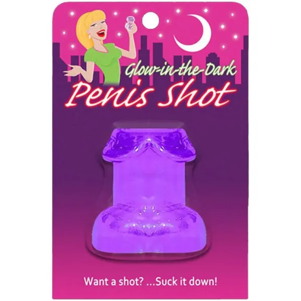 Bicchierino a pene Glow in the Dark viola