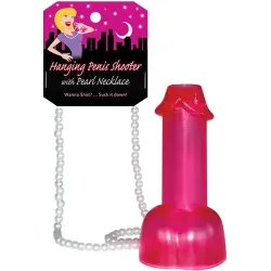 Bicchierino Shooter pene con collana fucsia Bicchierino Shooter pene con collana fucsia