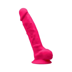 Dildo realistico testicoli SILEXD fucsia 20cm Dildo realistico testicoli SILEXD fucsia 20cm