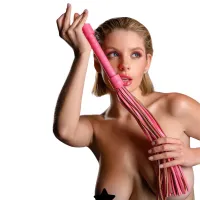 Frusta flogger ecopelle rosa 54 cm