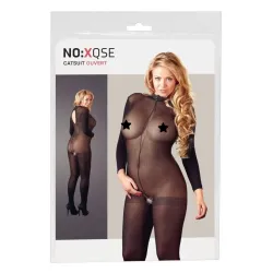 Tuta sexy velata nera apertura intima XL-2XL Tuta sexy velata nera apertura intima XL-2XL