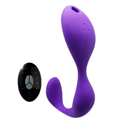 Vibratore doppio Mr. Hook indossabile viola Vibratore doppio Mr. Hook indossabile viola