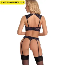 Completo intimo viola con reggicalze e perle