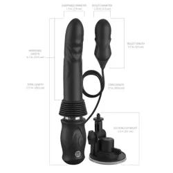 Dildo Vibrante a spinta nero 36,8 cm con filo Dildo Vibrante a spinta nero 36,8 cm con filo