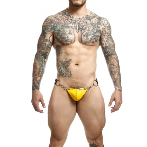 Jockstrap giallo catena+clip Dngeon