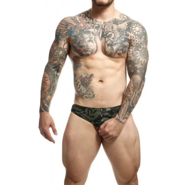 Jockstrap e anello pene mimetico verde Dngeon