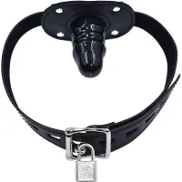 Bavaglio BDSM dildo interno nero e lucchetto