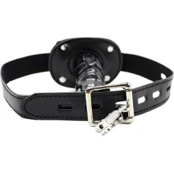 Bavaglio BDSM dildo interno nero e lucchetto Bavaglio BDSM dildo interno nero e lucchetto