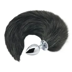 Plug anale Medium con coda nera Fox Tail Plug anale Medium con coda nera Fox Tail
