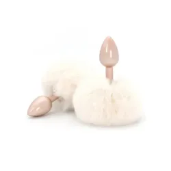 Buttplug pompon coda coniglio avorio 14 cm Buttplug pompon coda coniglio avorio 14 cm