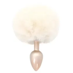 Buttplug pompon coda coniglio avorio 14 cm Buttplug pompon coda coniglio avorio 14 cm