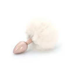 Buttplug pompon coda coniglio avorio 14 cm Buttplug pompon coda coniglio avorio 14 cm