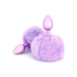 Buttplug pompon coda coniglio viola 14 cm Buttplug pompon coda coniglio viola 14 cm