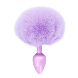 Buttplug pompon coda coniglio viola 14 cm Buttplug pompon coda coniglio viola 14 cm