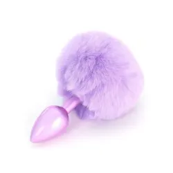 Buttplug pompon coda coniglio viola 14 cm Buttplug pompon coda coniglio viola 14 cm