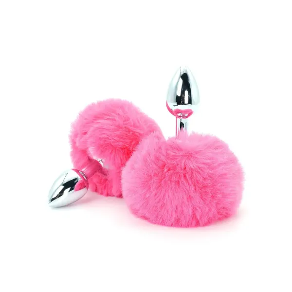 Buttplug pompon coda coniglio rosa 14 cm