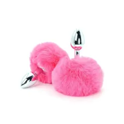 Buttplug pompon coda coniglio rosa 14 cm Buttplug pompon coda coniglio rosa 14 cm