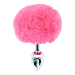 Buttplug pompon coda coniglio rosa 14 cm Buttplug pompon coda coniglio rosa 14 cm