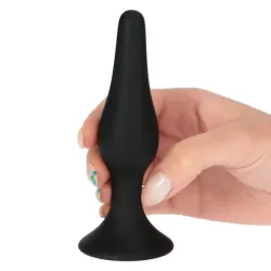 Buttplug con ventosa in silicone 12,5 cm nero Buttplug con ventosa in silicone 12,5 cm nero